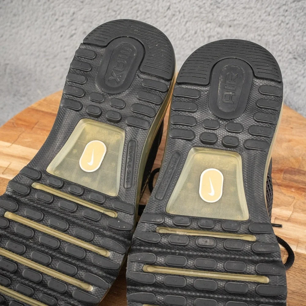 Nike Air Max 555426-005 Black Gold Mesh Sneaker Kids 7Y Womens Sz 8.5